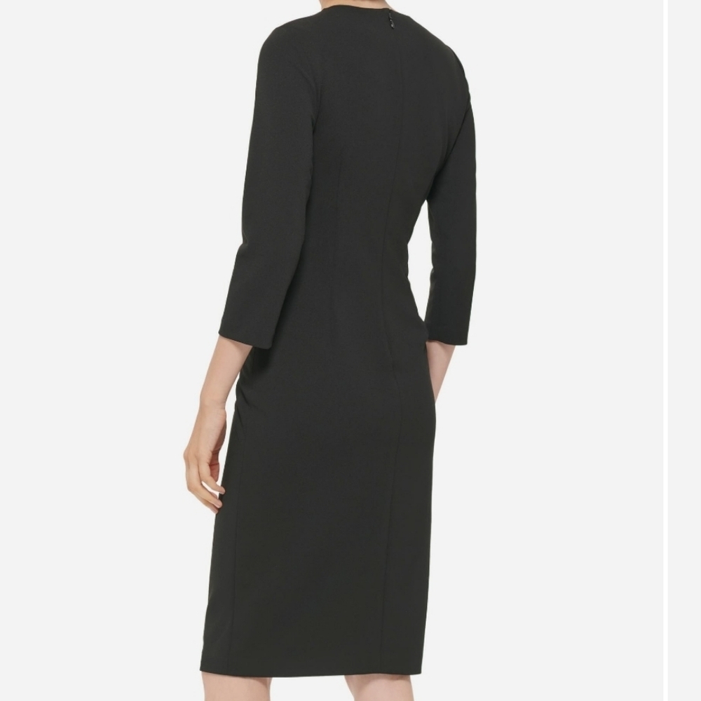Calvin Klein Asymmetrical Zip Sheath Dress Black Bodycon Women's 4 Classic - Picture 2 of 11